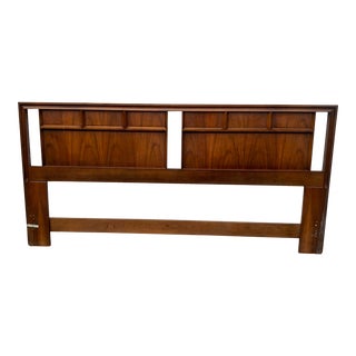 1950s Mid Century Modern Walnut King Headboard For Sale