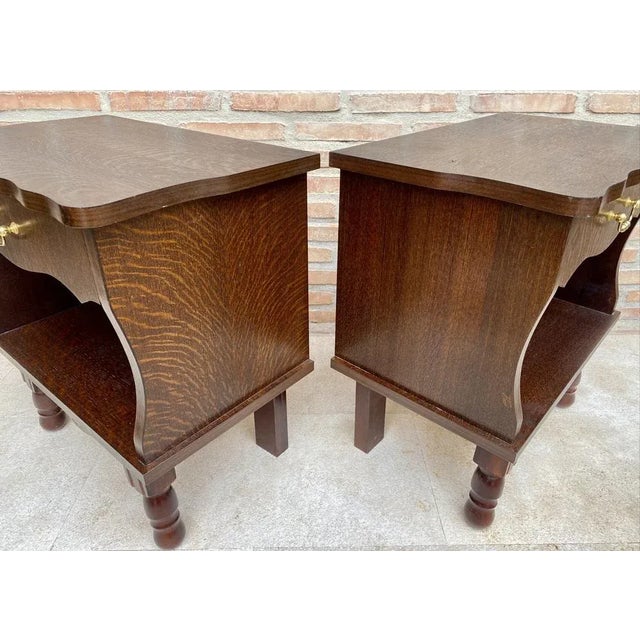 Mid-Century Wood Nightstands with Drawers, 1960s, Set of 2 For Sale - Image 4 of 13