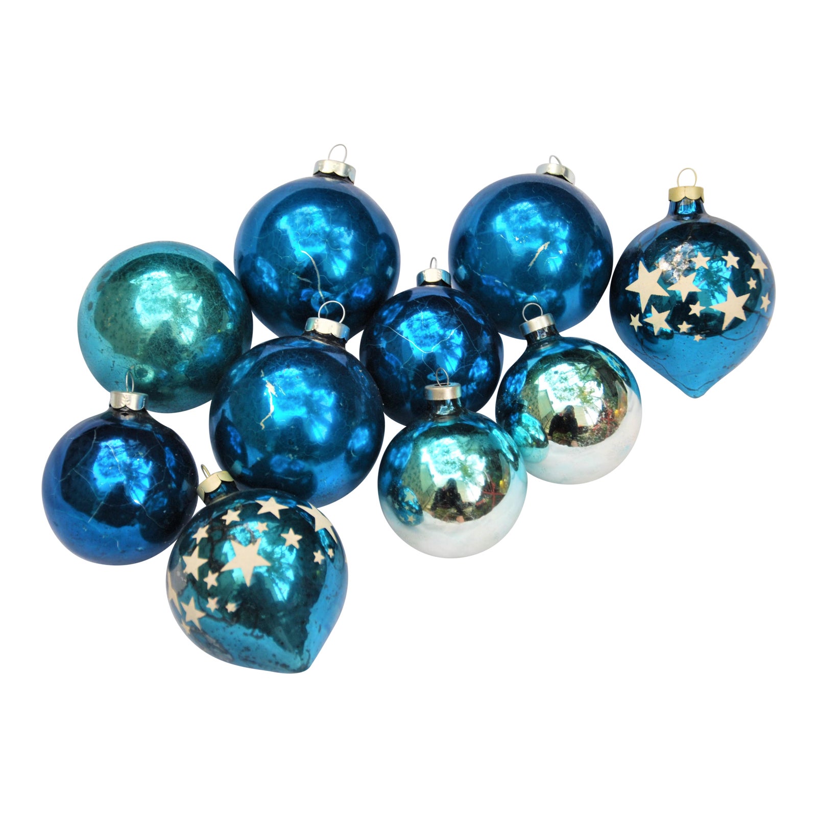 Vintage Blue Glass Ornaments Set of 10 Chairish