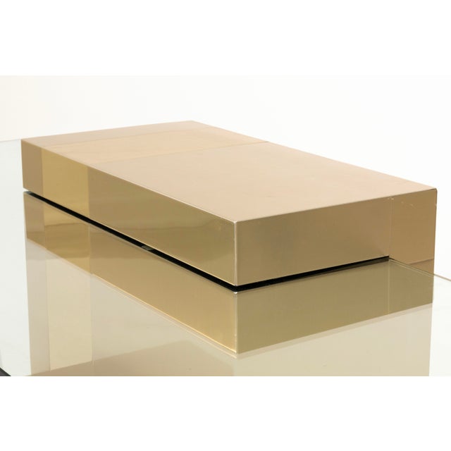 Paul Evans Cityscape Brass and Glass Floating Coffee Table by Paul Evans For Sale - Image 4 of 8