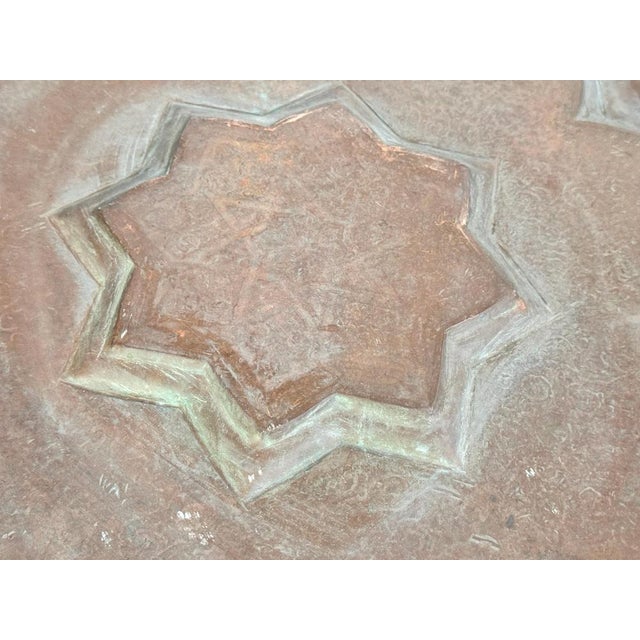 Moroccan Hand Hammered & Pierced Copper Charger, 20th Century For Sale - Image 3 of 7