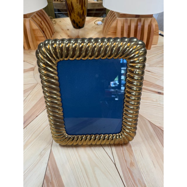 Modern Vintage Gold-Tone Rope Picture Frame For Sale - Image 3 of 7
