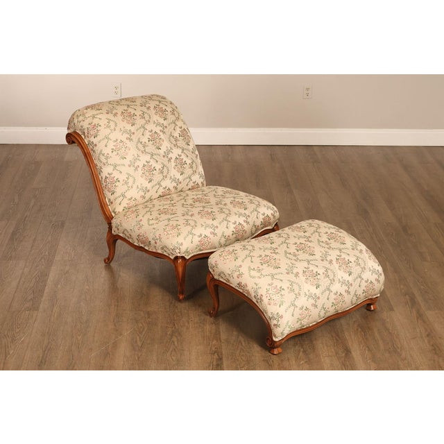 French French Louis XV Style Two Piece Chaise Lounge Chair With Ottoman For Sale - Image 3 of 18