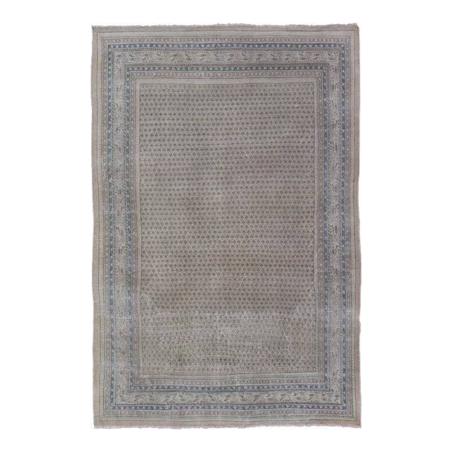 Minimalist Design Vintage Persian Tabriz Rug With All-Over Small Scale Design 6'6 X 10'7 For Sale