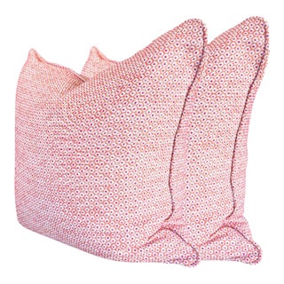 Pair of 22'' Indoor/Outdoor Coral Thibaut Pillows For Sale