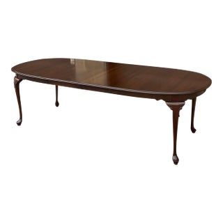 Ethan Allen Georgian Court Queen Anne Solid Cherry 102" Oval Extension Dining Table With Leaves (11-6214) For Sale