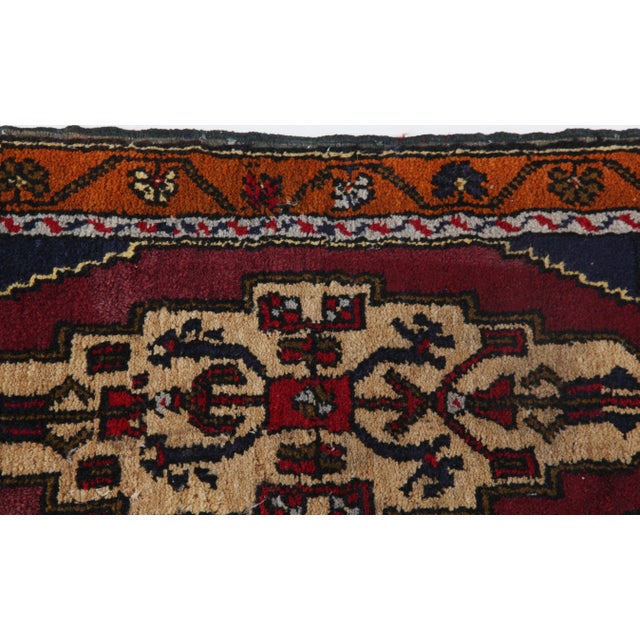 Vintage Turkish Rug – Red Medallion, Floral Borders, Hand-Knotted Wool -1' 5'' X 2' 9'' For Sale - Image 9 of 13