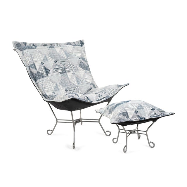 Textile Puff Chair Complete Prisma Navy For Sale - Image 7 of 8