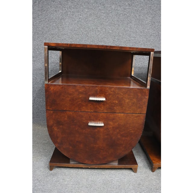 Late 20th Century Hickory + White Art Deco Style Nighstands For Sale - Image 4 of 11