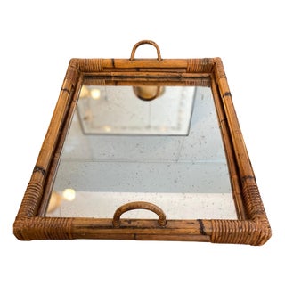 Bamboo Tray with Handles and Mirror Finish, 1970s For Sale