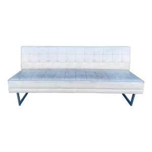 1970s Mid Century Modern Chrome & Leather Sofa