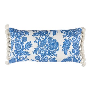 Schumacher x Marie-Anne Oudejans Raven Woods Lumbar Pillow In Dark Blue For Sale