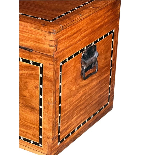 Brown Late 19th Century Dutch Colonial Inlaid Camphorwood Trunk/Chest on Stand For Sale - Image 8 of 13