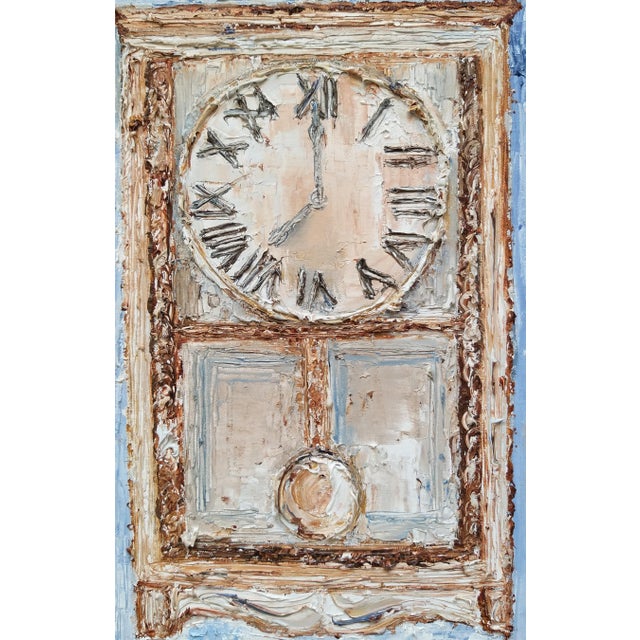 Artwork is done by smearing colors on the canvas using a knife to give the artwork a deeply textured rough raw unfinished...