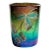 Small Antique Highly Iridescent Art Nouveau Glass Vase W/ Enameled Floral Decor For Sale