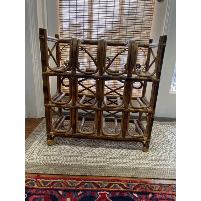 1980s Burnt Bamboo Large Vintage Wine Rack For Sale - Image 5 of 6