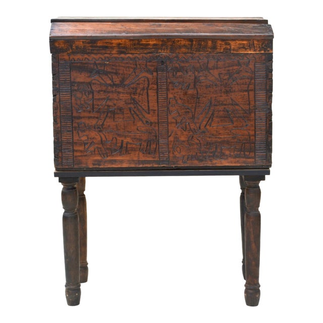 Spanish Colonial Wood Carved Chest For Sale