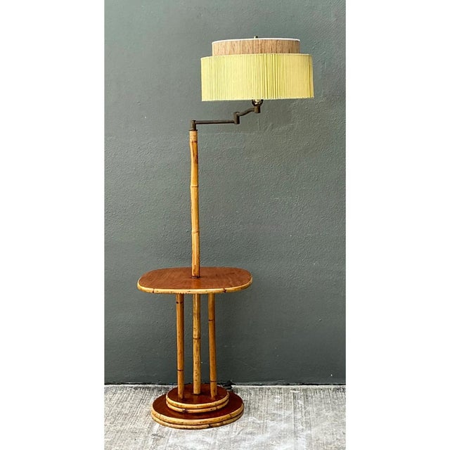 Vintage MCM Bamboo Floor Lamp With Integrated Table For Sale - Image 12 of 13