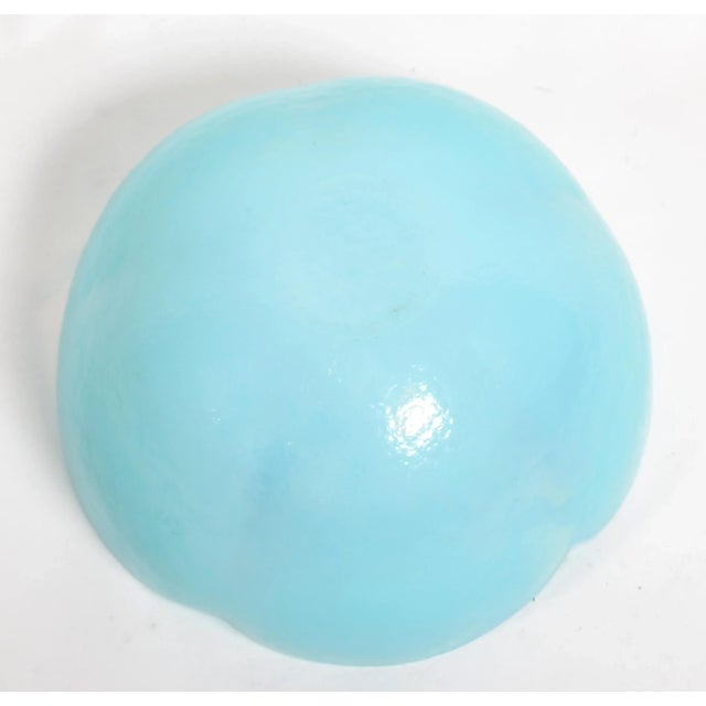 1980s Art Deco Style Opaline Glass Baby Blue Translucent Serving Bowl For Sale - Image 10 of 11