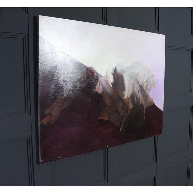 Purple J. Dupain, Abstract Composition, 1960, Oil Painting on Canvas For Sale - Image 8 of 10