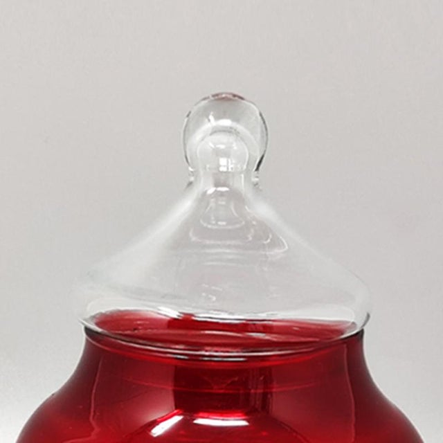 Mid-Century Modern Italian Red and Green Jar in Empoli Glass from Rossini, 1960s For Sale - Image 3 of 6