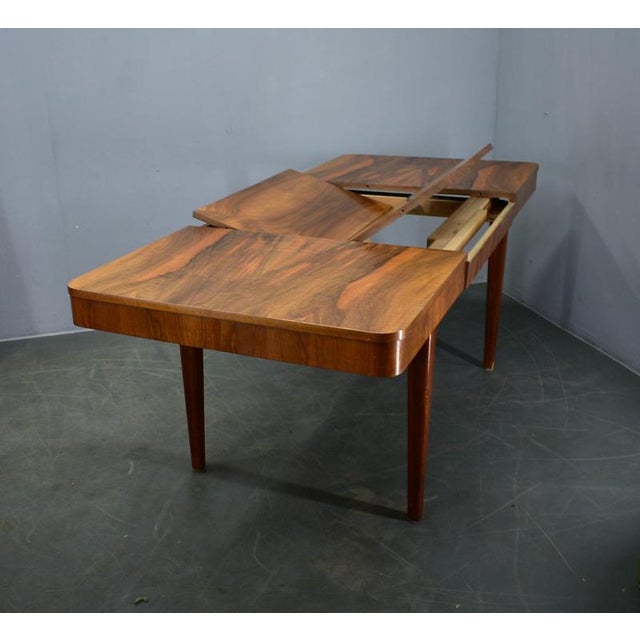 Extendable Dining Table in Walnut by Jindrich Halabala, Czechoslovakia, 1940s For Sale - Image 17 of 18