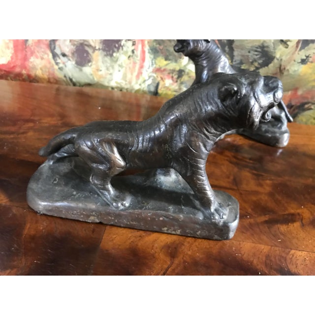 1920s Bronze Tiger Armor Bronze Company Aged Patina Bookends Set of 2