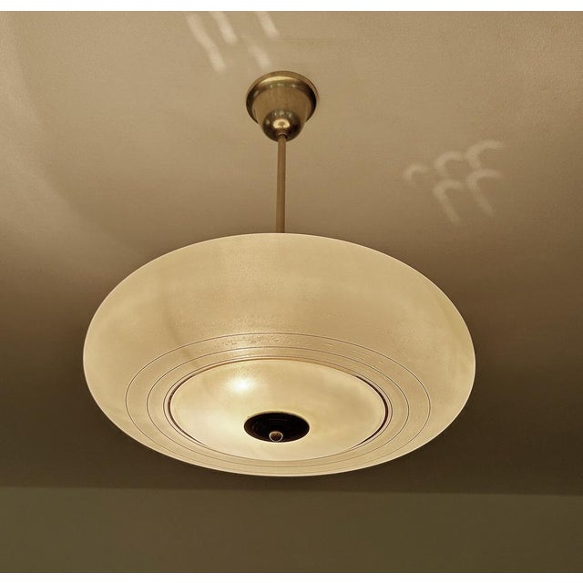 Art Deco Pendant Light in Ivory Glass, 1930s For Sale - Image 6 of 18
