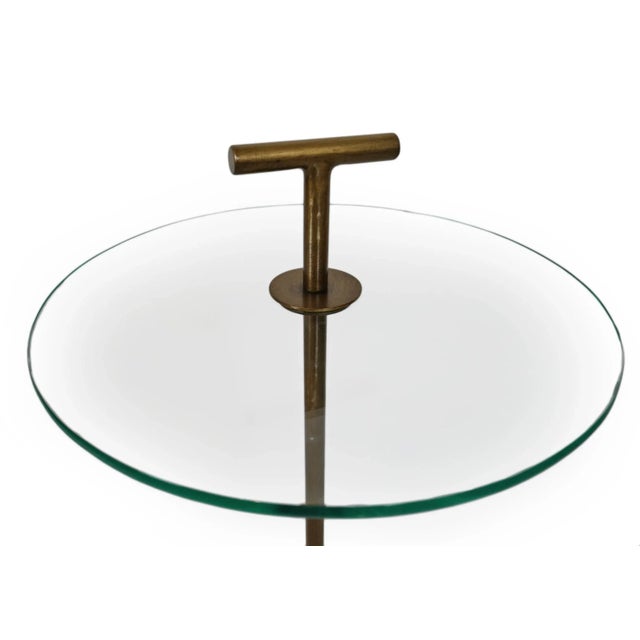Contemporary Brass Handle Side Table For Sale - Image 3 of 5