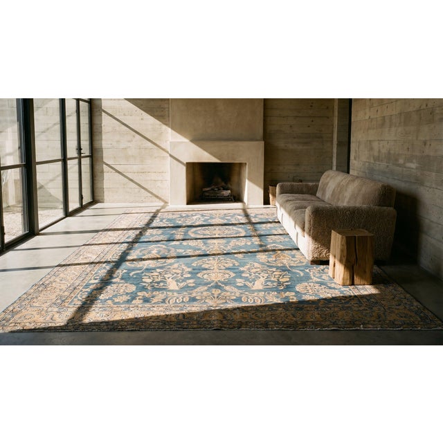 Marvelous Blue Color With Great Medallion Design Antique Kirman Lavar Rug For Sale - Image 13 of 13