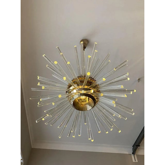 Chandelier, Prod. Bakalowits & Söhne, Vienna circa 1970, nickel-plated brass, crystal glass, dimensions: diameter 100 cm,...