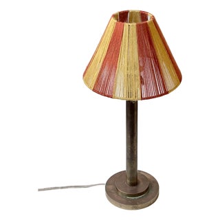 Art Deco Swedish Table Lamp with Wool String Shade, 1940s For Sale