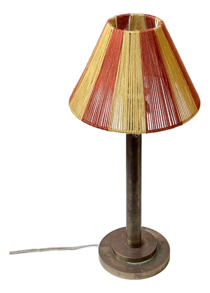 Art Deco Swedish Table Lamp with Wool String Shade, 1940s