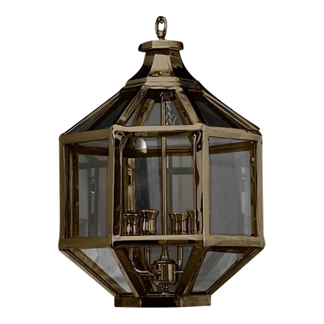 Hampton Lantern in Patinated Finish For Sale
