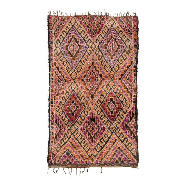 Vintage Moroccan Berber Rug With Pink & Orange Lattice by Rug & Kilim, 1950-1959 For Sale
