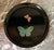 Mid 20th Century Classic Vintage Mid-Century Modern Couroc of Monterey, Ca Round Tray With a Duo Butterfly Design Hand Inlaid With Multicolored Stones & Brass For Sale - Image 5 of 10