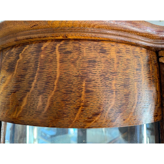 Antique Victorian Oak Curved Glass China Cabinet With Griffin Carvings Attributed to R.J. Horner For Sale - Image 6 of 9