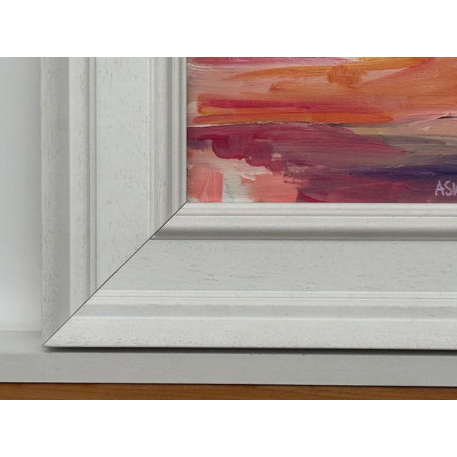 Textile Sunset Study - Pink & Orange Miniature Abstract Landscape Art by British Artist 2025 For Sale - Image 7 of 18