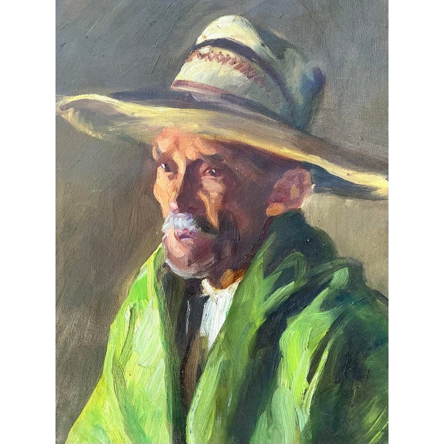 Vintage Framed Oil Painting of Man in Hat For Sale - Image 11 of 12