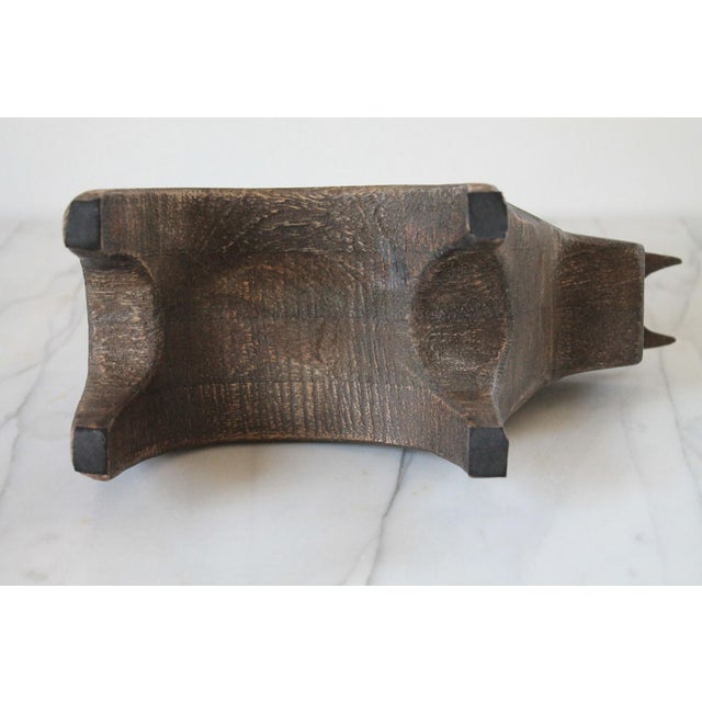 Wood Hand Carved Crate and Barrel Brown Wood Bull Figurine Sculpture For Sale - Image 7 of 13