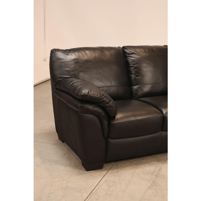 Italsofa Pair of Black Leather Sofas For Sale - Image 9 of 18
