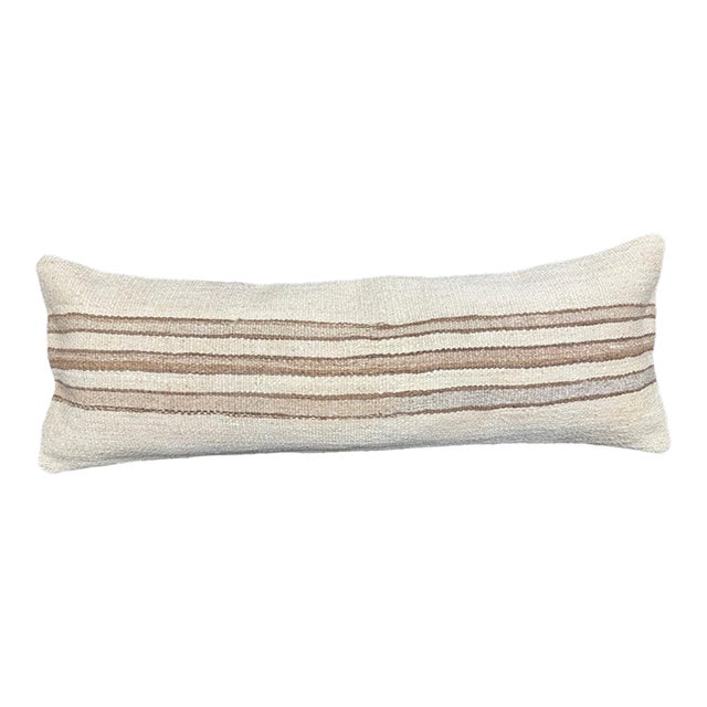Turkish Hemp Pillow Cushion Natural Beige Brown Cushion Cover 14"x40" For Sale