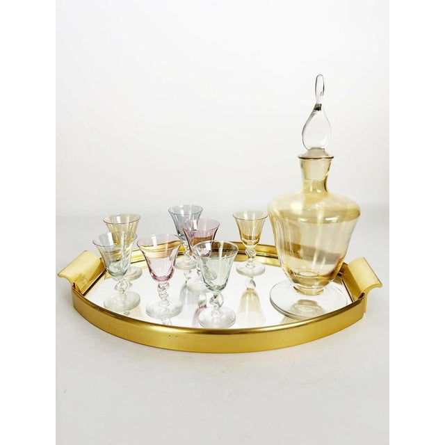 20th Century Italian Multicolored Art Glass Carafe and Glasses, Italy, Set of 8 For Sale - Image 3 of 13