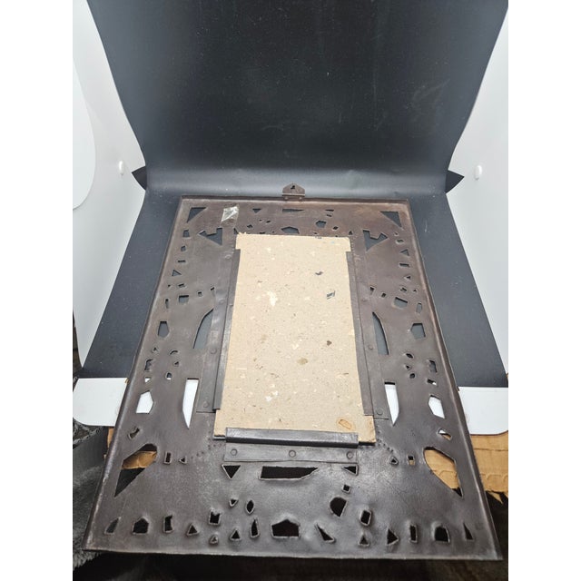 African Vintage Metal Art Animal Inspired Wall Mirror For Sale - Image 3 of 3