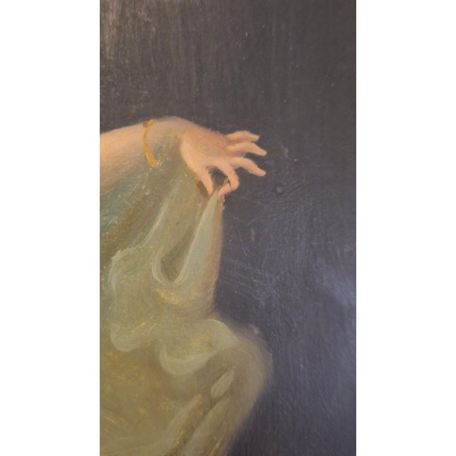 Wood Nude Dancing Nymphes in Sheer Robes, 1800s, Oil Painting, Framed For Sale - Image 7 of 18