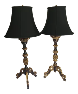 Mirrored Moorish Tri Pod Adjustable Table Lamps a Pair