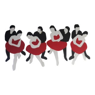 1995 Marco Lodola Stage Dancers Four Enamel Paintings on Perspex - Set of 4 Made in Italy For Sale