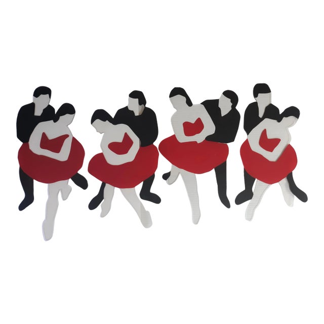 1995 Marco Lodola Stage Dancers Four Enamel Paintings on Perspex - Set of 4 Made in Italy For Sale