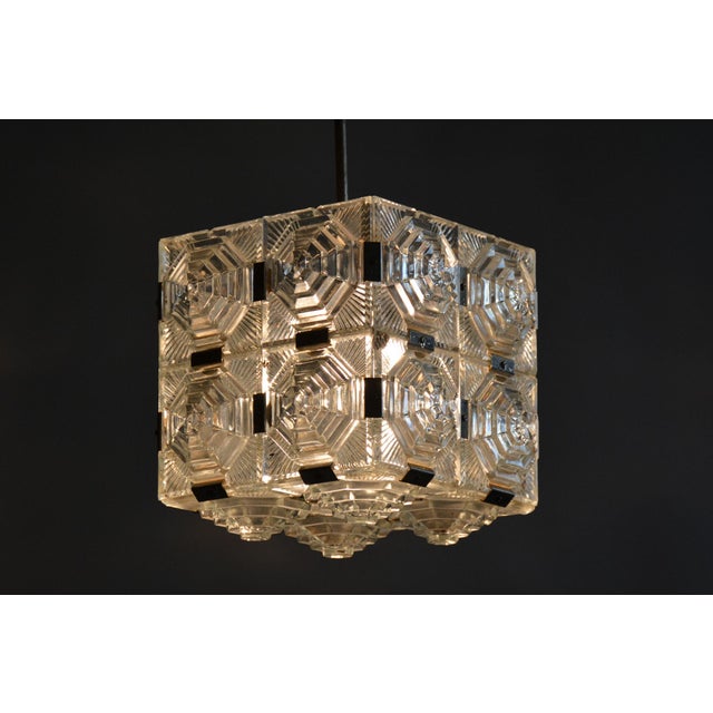 Mid-Century Chandelier in Chrome and Glass by Kamenický Šenov, Czech, 1960s For Sale - Image 9 of 10
