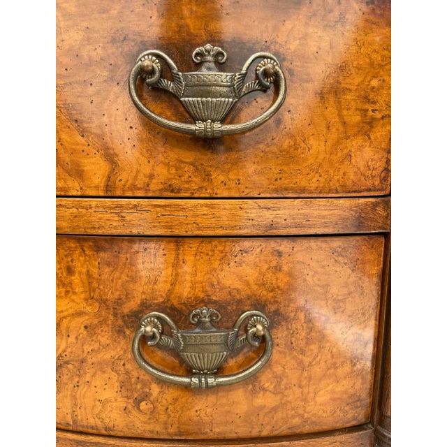 Traditional Burl Sunburst Inlay Wood Demi-Lune Chest of Drawers Commode For Sale In Los Angeles - Image 6 of 12